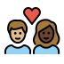 couple with heart, person, person, medium-light skin tone, dark skin tone